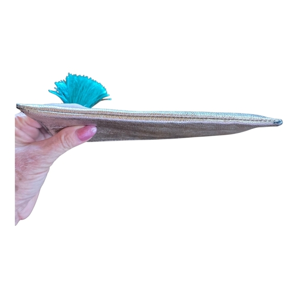 J. Crew Metallic Gold Leather Zip Closure Pouch - Picture 4 of 8